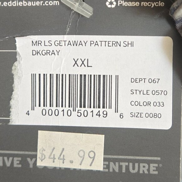 Eddie Bauer LS Getaway Pattern Flannel Long Sleeve Button Down XXL - Picture 4 of 6